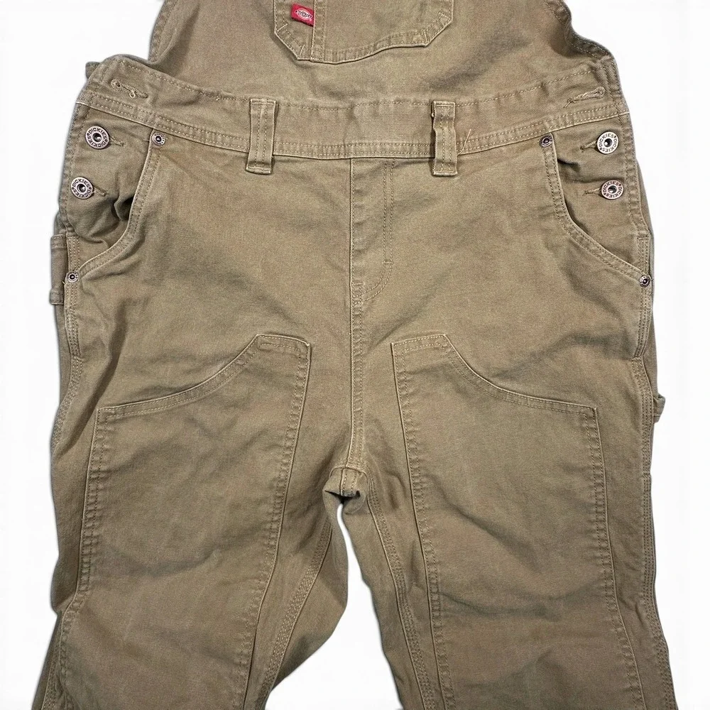 Dickies Overalls Mens 30x30 Brown Duck Canvas Double Knee Bib Workwear Dungarees - Picture 5 of 12